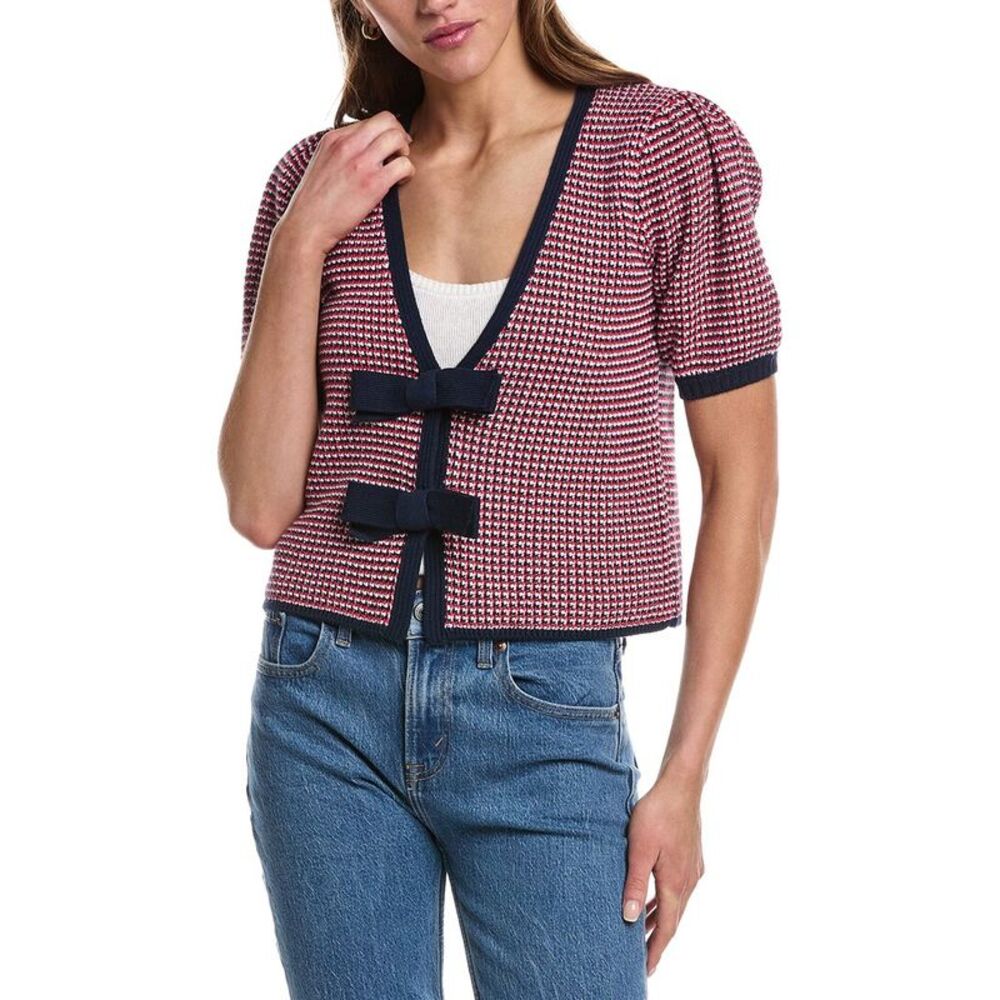 525 America Womens  Elaine Puppytooth Cardigan, Red